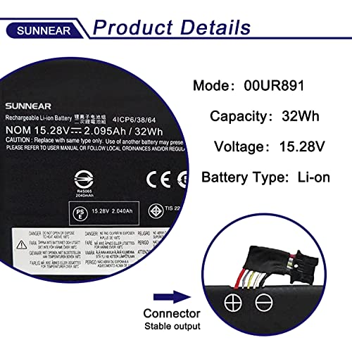 00UR891 SB10L84122 Battery Replacement for Lenovo ThinkPad T570 T580 P51S P52S ytpe 20H9 20HA 20JX 20JW 20L9 20LA Series internal battery 00UR890 01AV493 00UR892 SB10L84123 SB10L84121 32Wh 2095mAh - size: 8.74*5.2*1.26 inches 00UR891