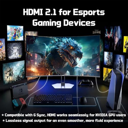 Hikers 27 Inch Curved Monitor 170Hz 144Hz, 2K 1440P Computer Gaming Monitor with HDMI 2.1×2 DP 1.4×1, AI CrossHair Fast VA 4000:1 Contrast, for FPS Games and Work (G27H1Q, Includes One HDMI 2.1 Cable) - size: 27 inch