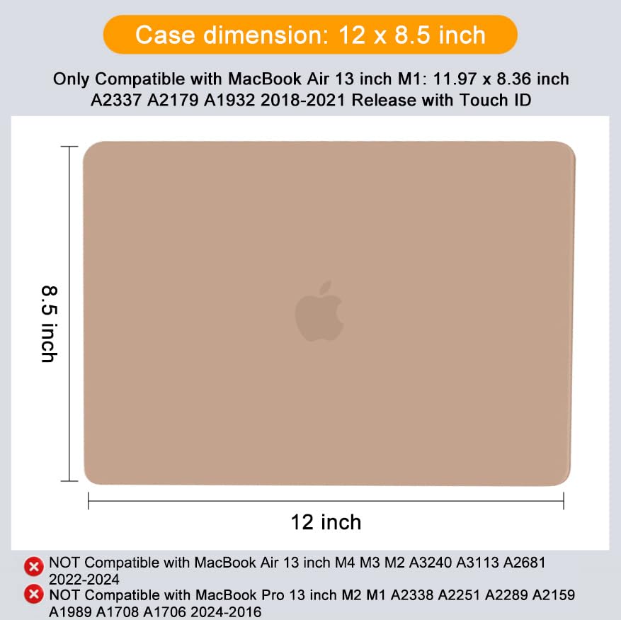 MOSISO Compatible with MacBook Air 13 inch Case M1 2021 2020 2019 2018 | A2337 A2179 A1932, Protective Hard Shell&Keyboard Cover&Screen Film&Pouch for MacBook Air 13.3 inch Case, Bronze Brown - color: Bronze Brown