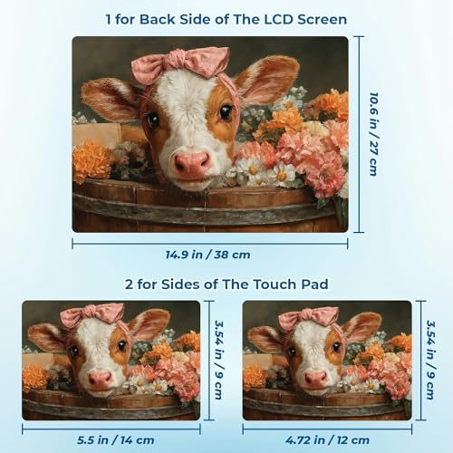Reusable Universal Laptop Skin Sticker, Cut to Fit for 11.6–15.6 Inch Laptops, Waterproof Protective Film, No-Residue - Blooming Tub Calf - color: Blooming Tub Calf
