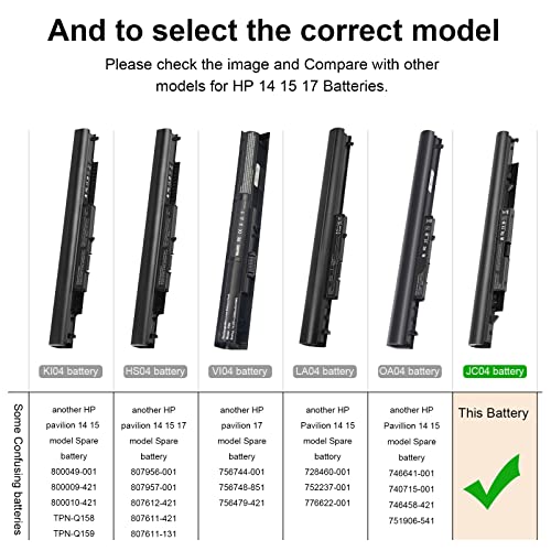 919700-850 Laptop Battery for HP Spare 919681-221 919682-121 919682-421 919682-831 919701-850 JC03 JC04 15-BS000 15-BW000 15-bs0xx 15-BS113DX 15-BS013DX 15-BS015DX 15-BS115DX 15-BS060WM 15-BS070WM - size: 10.3*1.56*0.85inch JC04