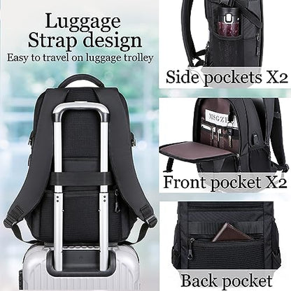 Travel Laptop Backpack for Men - Fits up to 15.6-inch Laptops, Computer Bag, Large Capacity Business Backpack with Multiple Compartments, Black - color: Black-263