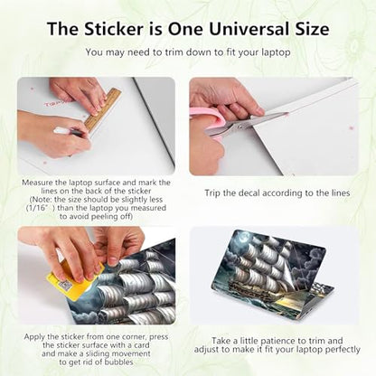 Laptop Skin Sticker Decal, Universal Reusable Vinyl Laptop Cover for 12" 13" 13.3" 14" 15" 15.4" 15.6" Notebook PC, Waterproof Scratch-Resistant with 2 Wrist Pads, Easy to Apply & Remove,Art Ship - color: Art Ship