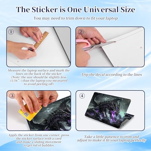 Universal Laptop Protective Skin,Trim-to-Fit Vinyl Sticker for 13–16 Inch Laptop,MacBook,Tablet & Notebook,Scratch-Proof Waterproof Cover,Black Dragon - color: Black Dragon