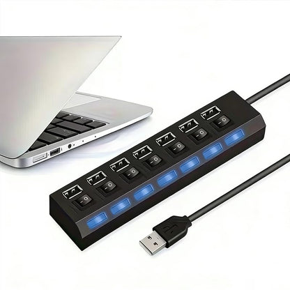 1pc High-Speed USB 2.0 Hub with Independent Switch, USB Hub, Laptop Power Adapter, Compatible with Laptop