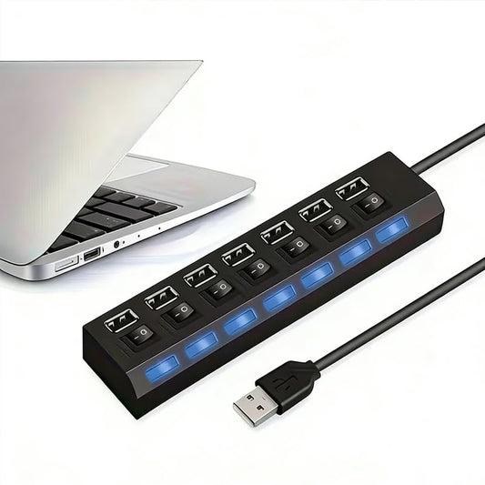 1pc High-Speed USB 2.0 Hub with Independent Switch, USB Hub, Laptop Power Adapter, Compatible with Laptop
