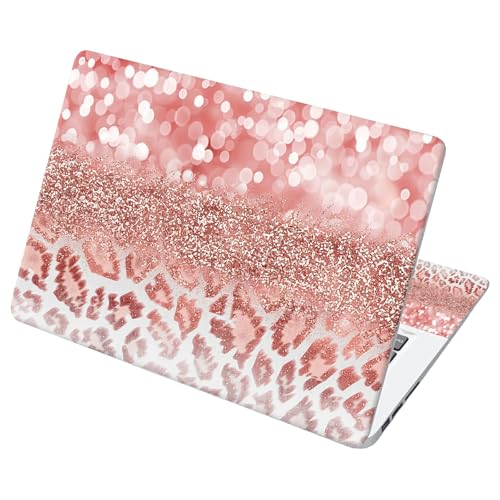 Universal Laptop Skin Sticker with 2 Wrist Pad Decals, 3-Piece Removable Vinyl Laptop Cover, Leopards Pink Waterproof Anti-Scratch, Easy-Trim Fit for 13.3" 14" 15.6" Laptops - color: Leopards Pink