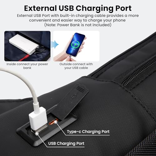 Laptop Backpack, Slim Laptop Backpack With USB Charger, Water-Resistant Business Backpacks For Men, Lightweight 15.6 Inch Laptop Bag For Work Office College (Black)