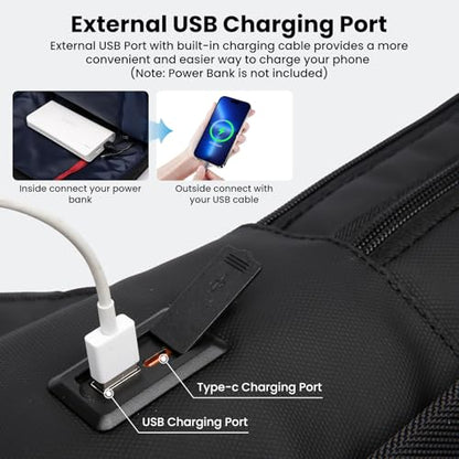 Laptop Backpack, Slim Laptop Backpack With USB Charger, Water-Resistant Business Backpacks For Men, Lightweight 15.6 Inch Laptop Bag For Work Office College (Black)