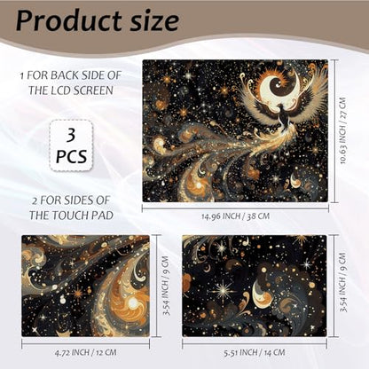 Laptop Skin 12.1-15.6 inch Removable Universal Reusable Laptop Sticker Decal,Waterproof No Residue Vinyl Cover,Scratch-Resistant Cuttable Full Wrap Sticker for Notebook, Black and Gold Phoenix - color: Black And Gold Phoenix