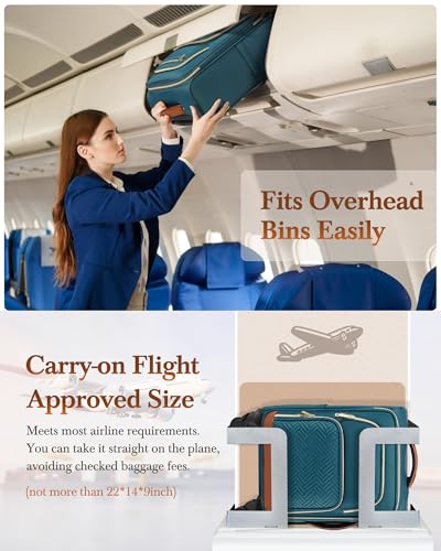 RAINSMORE Carry On Luggage with wheels, Softside Suitcases Set 3 Piece | 22x14x9 Airline Approved, Luggage Sets with Backpack & Toiletry Bag, Rolling Suitcase with TSA Lock, for Travel Weekender - color: Green-Brown