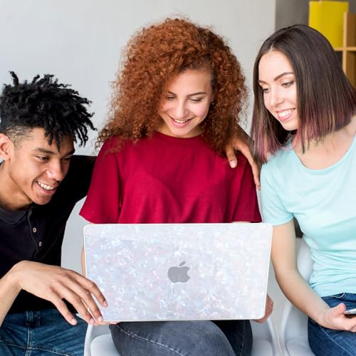 AKIT Compatible with MacBook Air 13 inch Case M5 2026 2025-2022 M4 M3 M2 A3449 A3240 A3113 A2681, Sparkle Pearly-Lustre Design Hard Shell Case&Screen Protector&Keyboard Cover, Shiny Pearl - color: Shiny Pearl