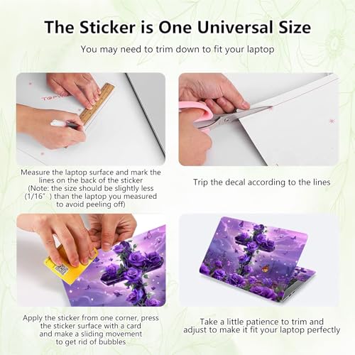 Laptop Skin Sticker Decal, Universal Reusable Vinyl Laptop Cover for 12" 13" 13.3" 14" 15" 15.4" 15.6" Notebook PC, Reusable Waterproof Scratch-Resistant with 2 Wrist Pads,Cross Purple Rose - color: Cross Purple Rose