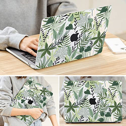 for MacBook Air 13 inch Case 2026 M5 A3449 2025 M4 A3240 2024 M3 A3113 2022 2023 A2681 M2 Chip, Plastic Pattern Hard Shell Case Cover for Mac Air 13.6 M5 2026 Touch ID, Tropical Green Leaves - color: Tropical Green Leaves