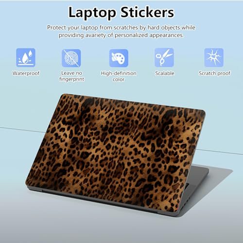 Universal Laptop Skin Sticker with 2 Wrist Pad Skins, Waterproof Scratch Resistant Vinyl Laptop Cover Decal, Cut to Fit for 11–15.6 Inch MacBook HP Dell Lenovo, Leopards B - color: Leopards