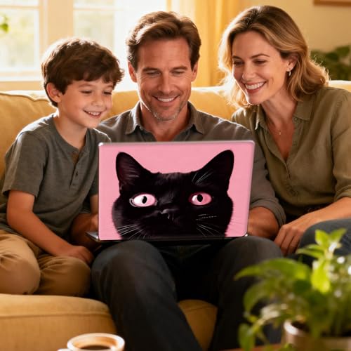 Universal Laptop Skin Sticker Decal for 11.6”12" 13" 13.3" 14" 15" 15.4" 15.6" Reusable Waterproof Scratch-Scratch Resistant Protective Vinyl Laptop Notebook Skin Stickers - Black Cat Pink - color: Black Cat Pink