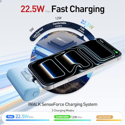 iWALK Portable Charger 5500mAh Next-Gen Small Power Bank 22.5W Fast Charging Battery USB-C Portable Phone Charger for iPhone 17/16/15 17 Plus 17 Pro Max iPad, Samsung Galaxy S25 S24 Android,Baby Blue - color: Baby Blue