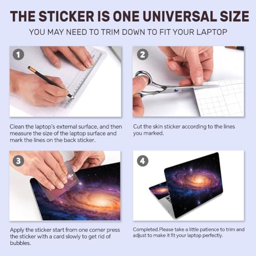 3Pcs Laptop Skin Sticker Decal Galaxy PVC Laptop Sticker Fits for 12-16 Inch Notebook Waterproof Scratch Proof Star Universal Notebook PC Personalized Protector Gift - style: Milky Way