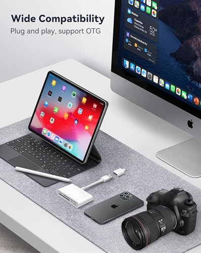 Fubiaofei SD Card Reader, 5 in 1 USB USB-C Dual Connector to SD/TF/CF/Micro SD/XD/MS Multi Memory Card Reader OTG Adapter -Compatible with Windows/Mac/Linux/Android, Plug & Play - size: 5 Slots for (USBC+A)