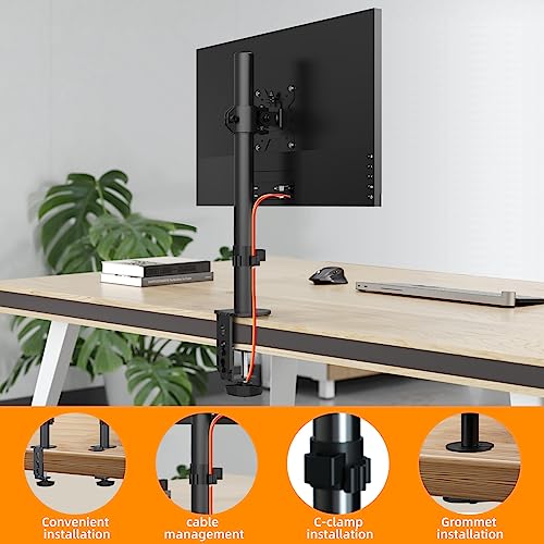 PHOLITEN Monitor Mount for Most 13-32" Computer Screens up to 20lbs,Adjustable Single Desk Monitor Stand with Tilt Swivel Rotation, VESA 75x75mm/100x100mm | Adjustable Single Desk Stand, Tilt Swivel Rotation, VESA 75x75/100x100mm - size: 15.75in, style: 1