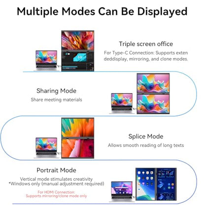 16 Inch Dual Touchscreen Portable Monitor, Laptop Screen Extender, 1920×1200 IPS 99% sRGB, USB-C & HDMI Plug&Play for Mac Windows Office Gaming Travel - size: 16inch touch