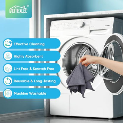 HOMEXCEL Grey Microfiber Cleaning Cloth, 12 Pack Premium Microfiber Towels for Cars, Lint Free, Scratch-Free, Highly Absorbent, Reusable Cleaning Rags for Car, Household, Kitchen, Window, 11.5"X11.5" - color: Grey