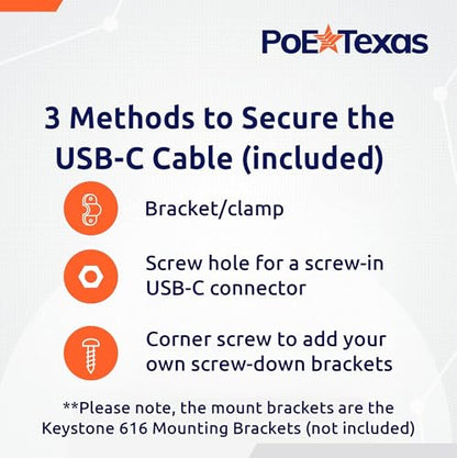 PoE Texas Gigabit PoE+ to USB-C Adapter - 25 Watt Power and Data Delivery - Active IEEE 802.3at Power and Ethernet Adapter with an Aluminum Housing for iPad Pro 12.9, Surface Go, Galaxy Tab at Kiosks - size: 25w Gigabit Power + Data