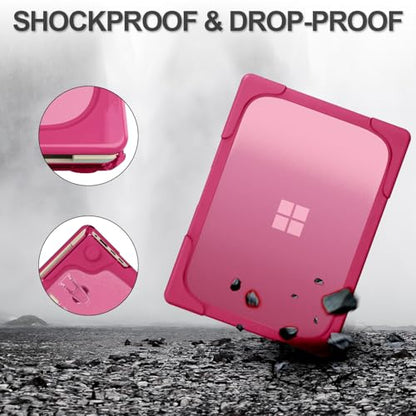 Batianda Durable Stand Case for Microsoft Surface Laptop 13.8 Inch, Pink | Ergonomic Foldable Stand, Heavy Duty Matte Hard Shell, Fits 2024-2026 Surface Laptop 7/8th Edition for Business 13.8 Inch - color: Pink