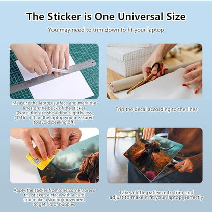 Universal Laptop Skin Sticker with 2 Wrist Pad Skins, Waterproof Scratch Resistant Vinyl Laptop Cover Decal, Cut to Fit for 11–15.6 Inch MacBook HP Dell Lenovo, Highland Cow - color: Highland Cow