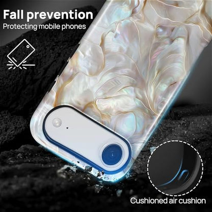CARLOCA Case for iPhone 17 Air,White Gold Abalone Shell Design Hybrid Dual Protection Soft TPU Hard PC Shockproof Anti Scratch Men & Women Stylish Protective Phone Case - color: White Gold Abalone Shell, size: iPhone 17 Air