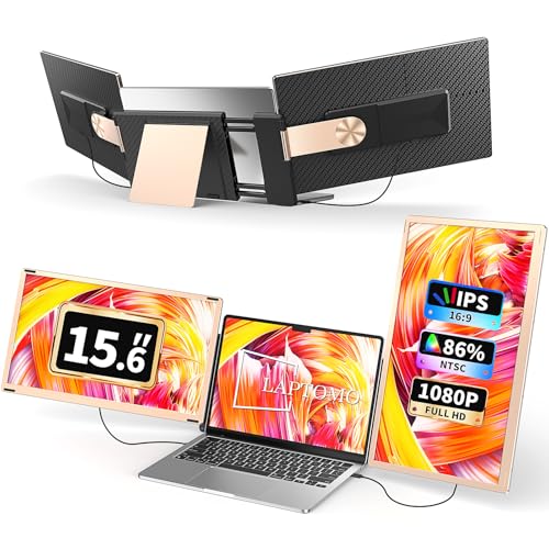S6 Laptop Screen Extender Monitor Portable, 15.6'' Dual Screen Monitors for Laptop Plug and Play, FHD 1080P IPS Multi Triple Monitor for 13''-17'' Laptops Compatible with Mac/Wins/Android/Dex