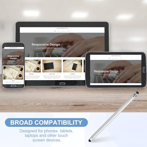 PATIKIL 5 Pcs Stylus Pens for Touch Screens, 2 in 1 High Sensitivity Universal Pen Capacitive Stylus for Phone Tablets Laptop Touch Screen Device, Silver - color: Silver
