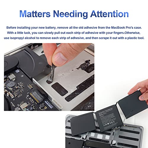 A1708 Battery Replacement, A1713 Battery for MacBook Pro 13 Inch A1708 [Late 2016, Mid 2017] EMC 2978 3164 MPXQ2LL MLL42LL MLUQ2LL MPXR2LL MPXU2LL MPXT2LL MacBookPro13,1 14,1 11.4V 54.5Wh 4781mAh - size: 11.4*3.5*0.15inch A1713