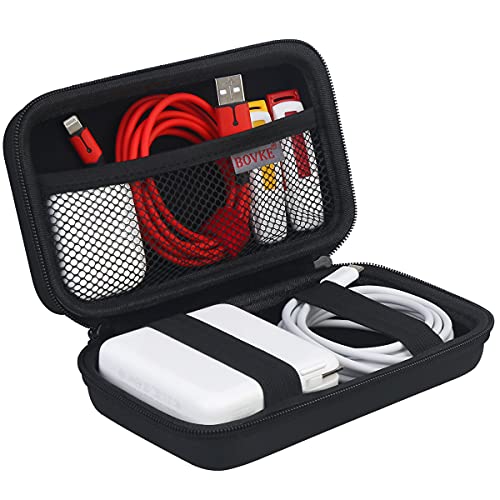 BOVKE Travel Cable Organizer Bag Electronics Accessories Case Portable Travel Gadget Bag for USB Flash Drive, Adapter, Charging Cable, Charger, SD Card, Earbuds, Small Power Bank, Black+Inside Black - color: AA_Black+Inside Black