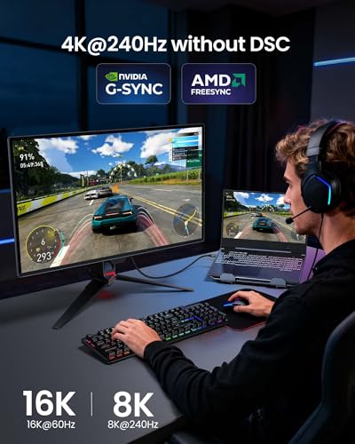 Silkland 80Gbps USB C to DisplayPort 2.1 Cable [16K@60Hz, 8K@240Hz, 4K@540Hz], Unidirectional Thunderbolt 5/4 to DisplayPort Cord, USBC to DP for MacBook, Mac mini, Odyssey G8/G9, iPhone 17/16, 3.3FT - size: 3.3 Feet