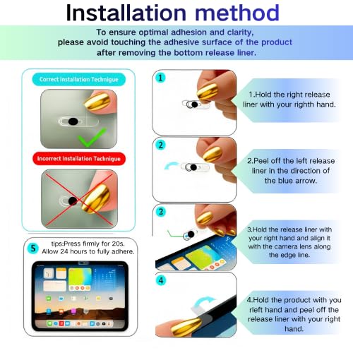 Front Camera Cover,Camera Privacy Covers Compatible with iPad, Webcam Privacy Cover,Ultra-Thin Transparent Slide, Easy Install Self-Adhesive, Compatible with Galaxy, Pixel & Tablets,Black-2 Pack