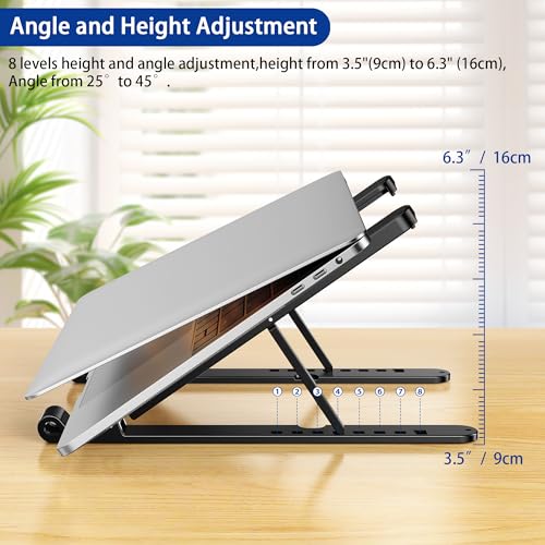 BESIGN LS01 Pro Ergonomic Laptop Stand, Plastic Laptop Riser, Portable and Adjustable Notebook Computer Holder Compatible with 10-14" Laptops (Black) - color: Black