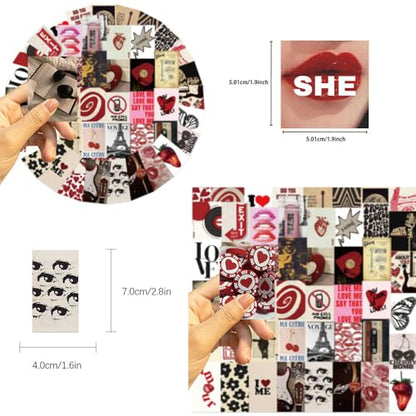 50 Pcs Aesthetic Vinyl Stickers Waterproof | Aesthetic waterproof vinyl decals for phone, laptop, journals, party decor, DIY crafts and personalized accessories. - style: J-02