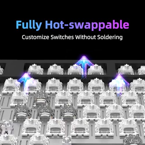 IROK FE87 V2 Wired TKL Layout Mechanical Keyboard, Support SODC, Gasket Structure, Hot Swappable, Gaming Keyboard (White/Twilight Smoke Switch) - color: white, size: Twilight Smoke Switch