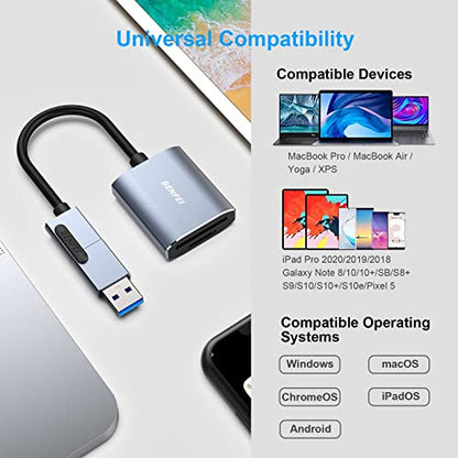 BENFEI Memory Card Reader, USB Type-C/Type-A to SD TF Card Reader Compatible with iPhone 15 Pro/Max, MacBook Pro/Air 2023, iPad Pro, iMac, S23, XPS 17, Surface Book 3 and More