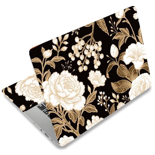 SUPERDANT Laptop Skin Sticker Flower Laptop Decals Personalized Universal Notebook Computer Wrap Vinyl Skin Stickers Cover Art Decal Removable 12-15.6 Inch Waterproof Gifts Black White - color: Black+White