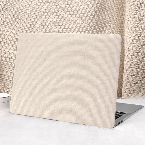 Seorsok Compatible with MacBook Pro 16 inch Case 2026-2021 M5 M4 M3 M2 M1 A3429 A3428 A3403 A3186 A2991 A2780 A2485,Elegant Leather Plastic Hard Shell Case & Keyboard Cover,Beige Woven No Logo Cutout - color: Beige Woven, size: Pro16 A3428/A3429/A3403/A31
