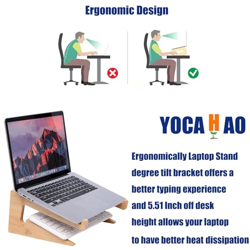Wooden Laptop Stand Vertical Laptop for 13-18.6in Laptop,Bamboo Stand for Desk