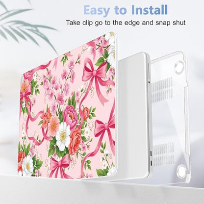 Tuiklol for 2026 MacBook Neo 13 Inch A18 Pro Chip Case, (Model A3404) Anti-Scratch Anti-Drop Slim Hard PC Shell Case with Shockproof Protective MacBook Neo Laptop Cover, Flower with Bow - color: Flower with Bow