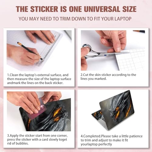 PLIGREAT Laptop Skin Stickers, Reusable Netbook Skin Sticker Vinyl Decals for PC Notebook Laptops Keyboard Cover Universal 12" 13" 13.3" 14" 15 Inch Dragon Laptop Case Protector Film - color: Dragon