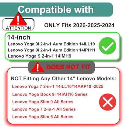 [2-Pack] Tempered Glass Screen Protector for Lenovo Yoga 9i Aura Edition 2-in-1 14" (14ILL10/14IPH11) & Yoga 9 2-in-1 14-Inch (14IMH9) Touchscreen Laptop | Anti-Scratch, Bubble-Free, Ultra HD