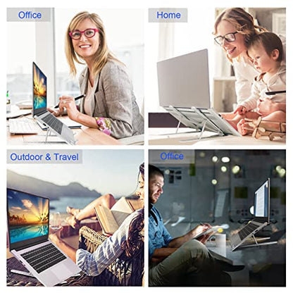 Laptop Stand - Adjustable Ergonomic Aluminum Stand, 7 Angle Anti-Slip, Compatible with 9-15.6 inch Laptops, Silver
