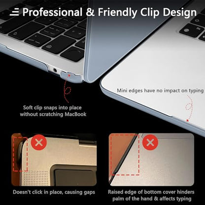Batianda Matte Ultra-Thin New MacBook Air 13.6 inch Case 2022 2024 Model A2681 (M2)/ A3113 (M3) Durable Fingerprint-Resistant, Precision Fit, with TPU Keyboard Cover and OTG Adapter, Steel Blue