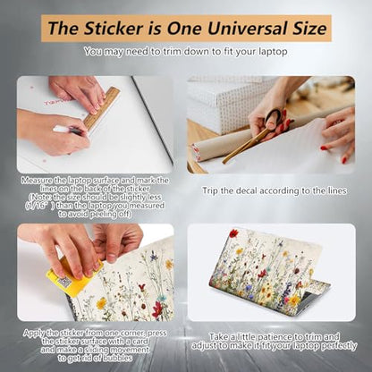 Laptop Skin Sticker for 12.1”-15.6“ Laptops (Fits 13”, 13.3”, 14”, 15”, 15.4”) | Protective Universal Reusable Vinyl Art Decal Cover | Waterproof & Scratch-Resistant-Wildflowers - color: Wildflowers