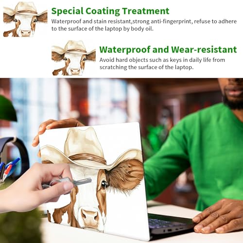Laptop Skin Sticker Decal, Universal Protective Cover Fit 12 13 14 15.6 Inch Notebook, Reusable Water-Resistant Vinyl Decal w/ 2 Wrist Pads for Business Travel Office, Hat Cow - color: Hat Cow
